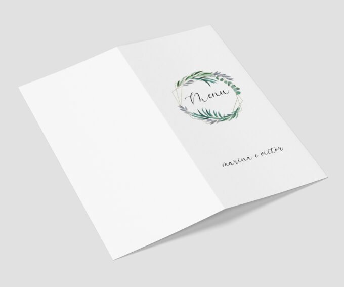 Menu Cardápio de Mesa Minimalista Folhas Verde
