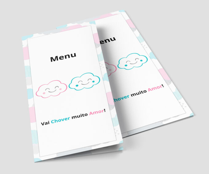 Menu Nuvem Chuva de Benção Cardápio para Aniversário Chuva de Amor