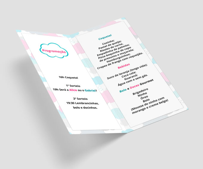 Menu Nuvem Chuva de Benção Cardápio para Aniversário Chuva de Amor