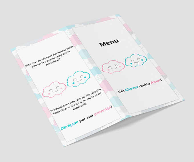 Menu Nuvem Chuva de Benção Cardápio para Aniversário Chuva de Amor
