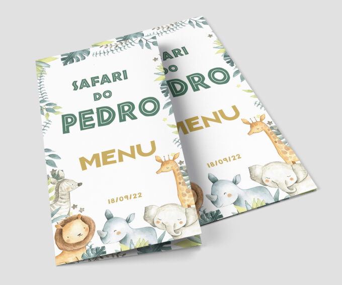 Menu Cardápio Zoológico Verde Aniversário Infantil Safari