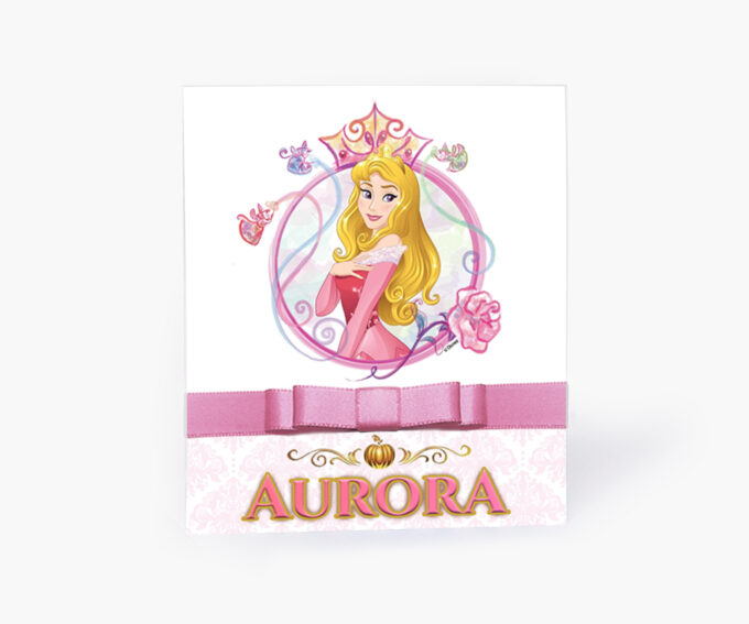 Convite Aniversário Infantil 1 Aninho Tema Princesa Aurora Rosê e Dourado