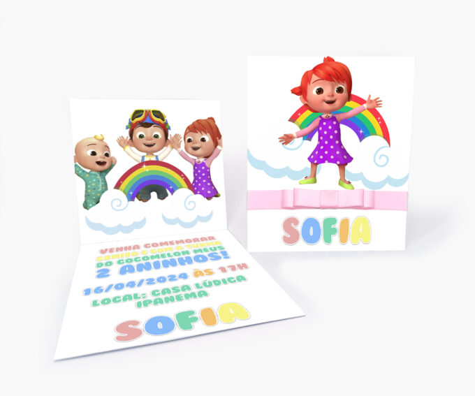 Convite Infantil Aniversário 1 Aninho Personalizado Cocomelon Nursery Rhymes