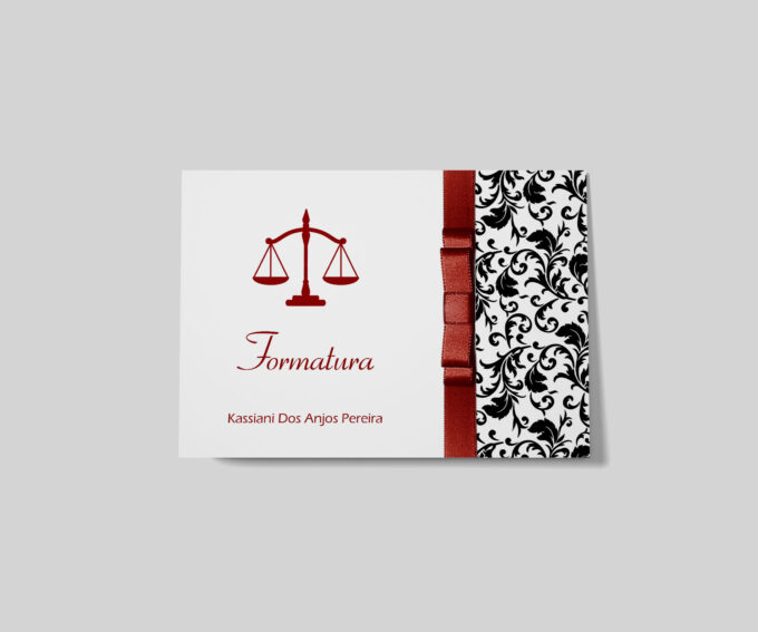 Convite para Formatura em Direito Personalizado Floral todos Cursos
