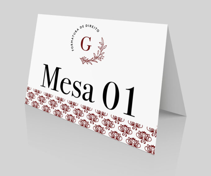 Placa com QR Numeração de Mesa para Formatura Curso Direito Marsala