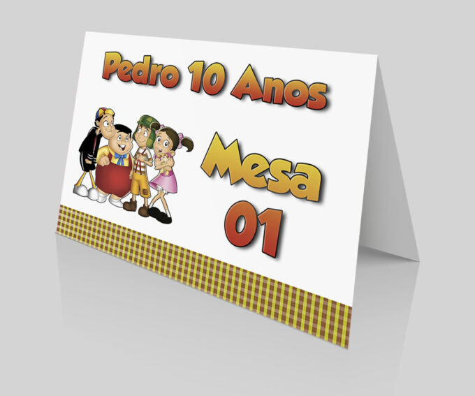 Placa Numeração de Mesa para Aniversário infantil Tema Chaves