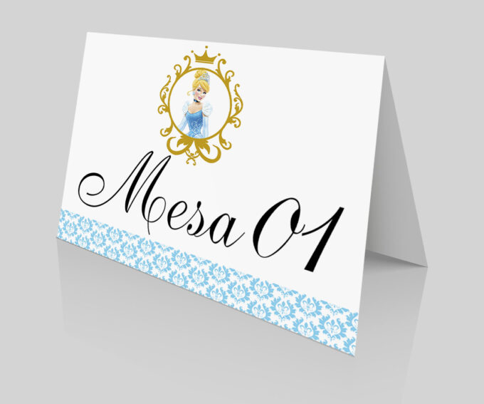 Placa de Numeração de Mesa Aniversario 15 anos Cinderela