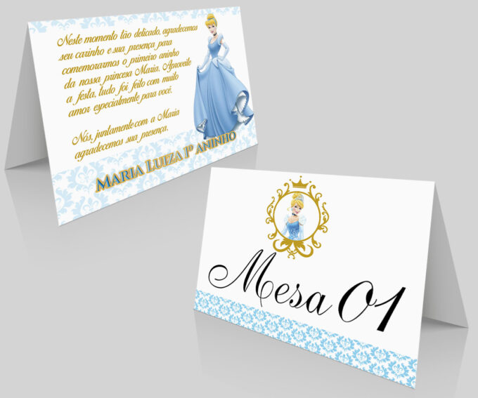 Placa de Numeração de Mesa Aniversario 15 anos Cinderela