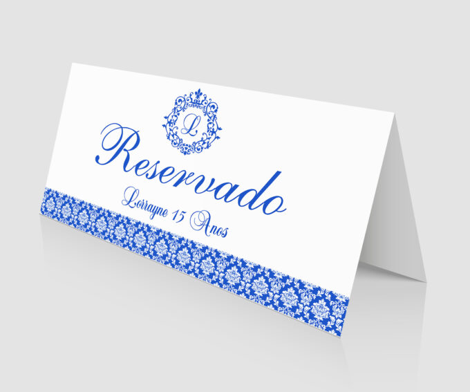 Plaquinha de reservado azul 15 anos