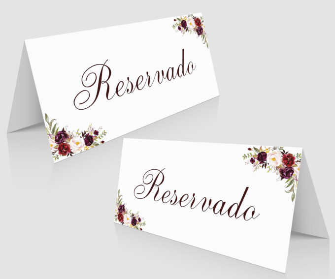 Plaquinha de mesa reservado para casamento bodas aniversários Marsala