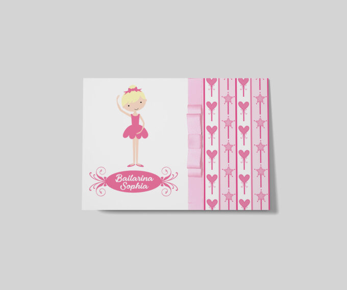 Convite Infantil Bailarina Rosa